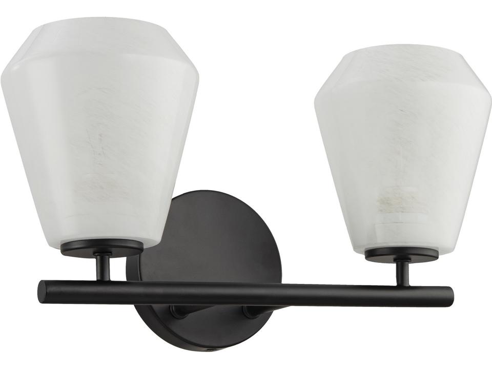 Brooke 2-Light Bathroom Vanity Wall Light in Black with Wispy White Glass