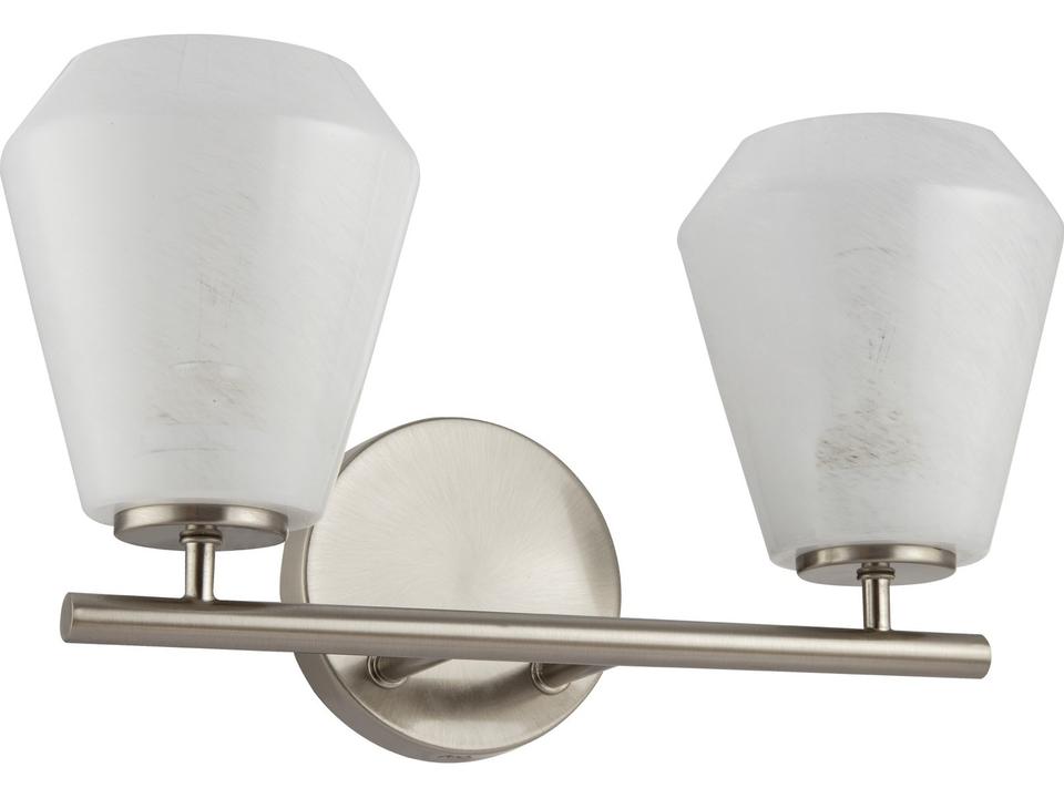 Brooke 2-Light Contemporary Vanity Light in Brushed Nickel with Wispy White Glass
