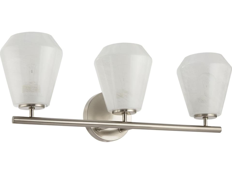 Brooke 3-Light Brushed Nickel Bathroom Vanity Light with Wispy White Glass
