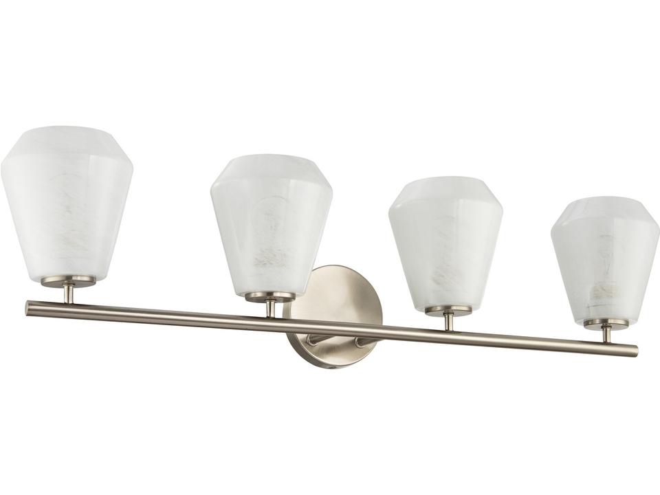 Brooke 4-Light Bathroom Sconce in Brushed Nickel with Wispy White Glass