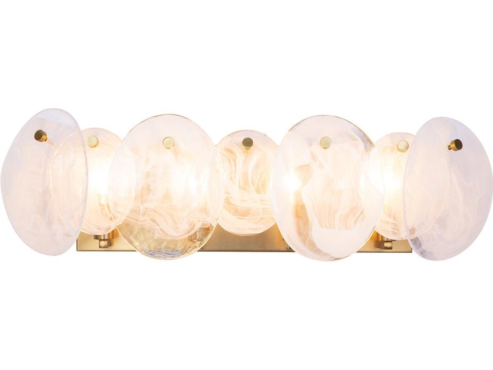 Lily 4-Light Bathroom Vanity Wall Light Brushed Brass with Wispy White Murano Style Glass