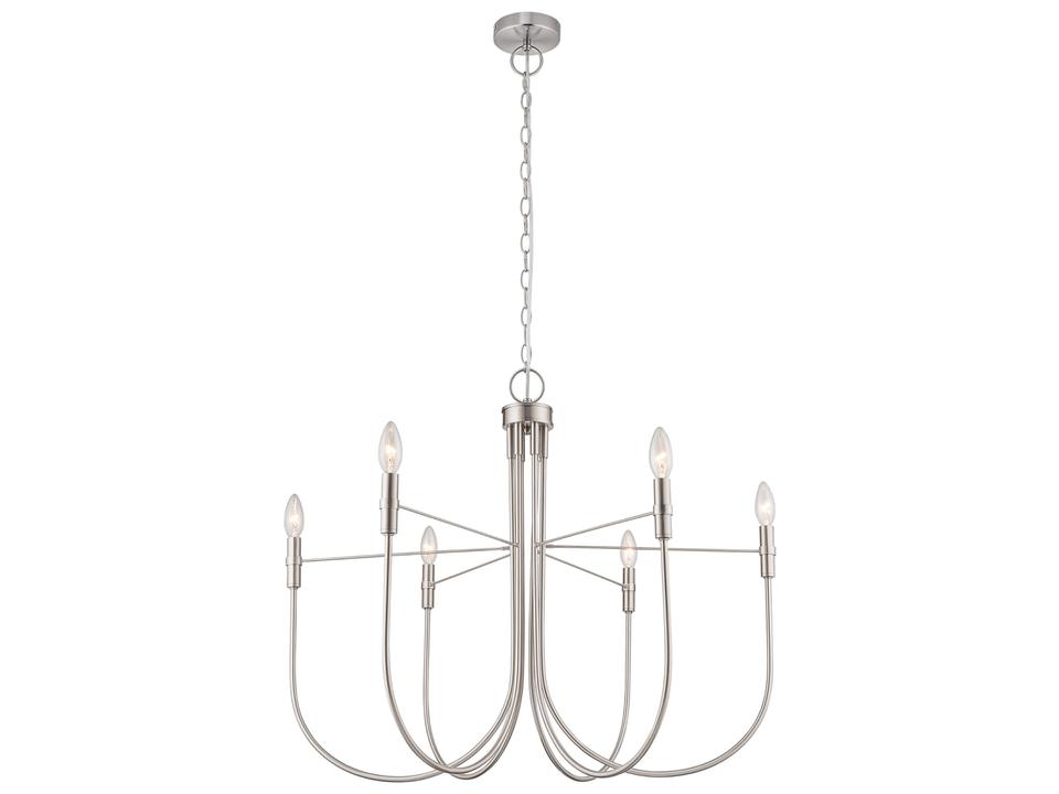 6-Light Foundry Chandelier in Brushed Nickel