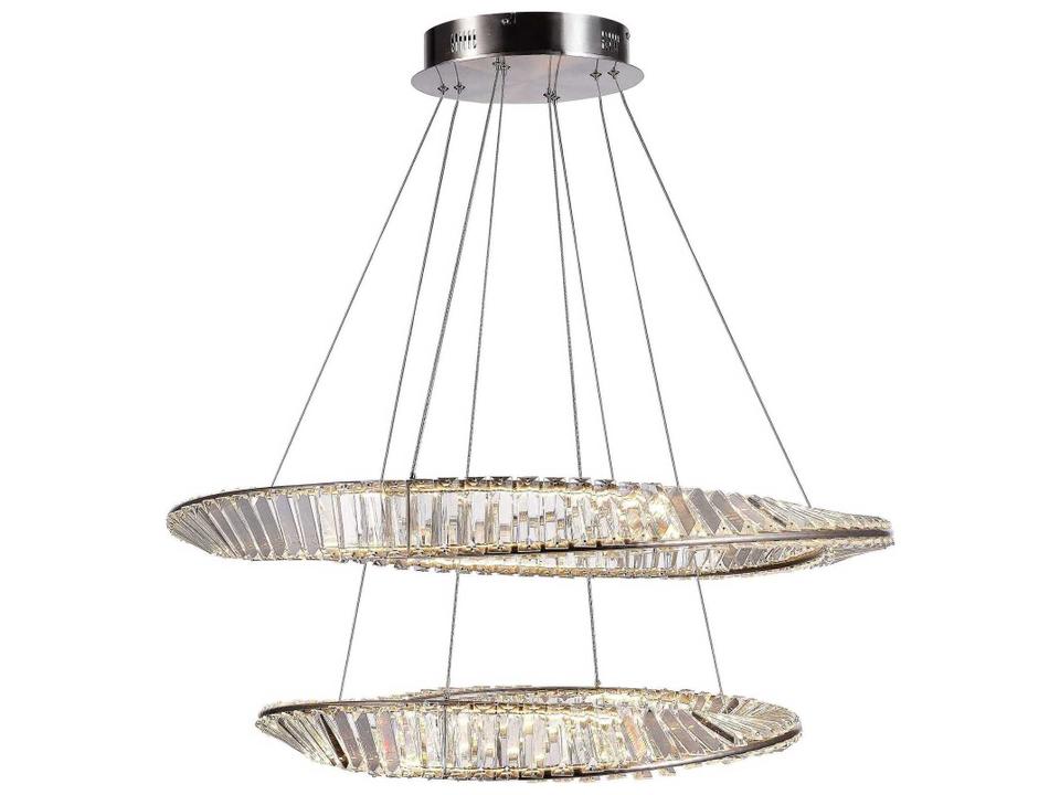 Stella 2-Tier LED Chandelier in Satin Nickel with Crystal Accents