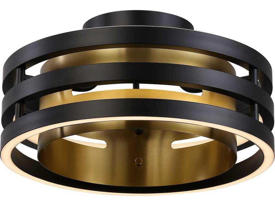 Toledo 1-Light Integrated LED Semi-Flush Mount in Black and Brushed Brass