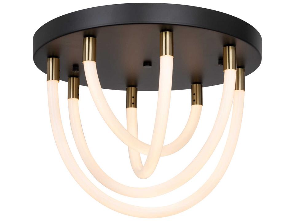 Cascata 4-Light LED Flush Mount in Black and Brushed Brass