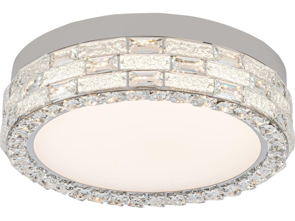 Elegance 1-Light LED Crystal Flush Mount in Polished Nickel