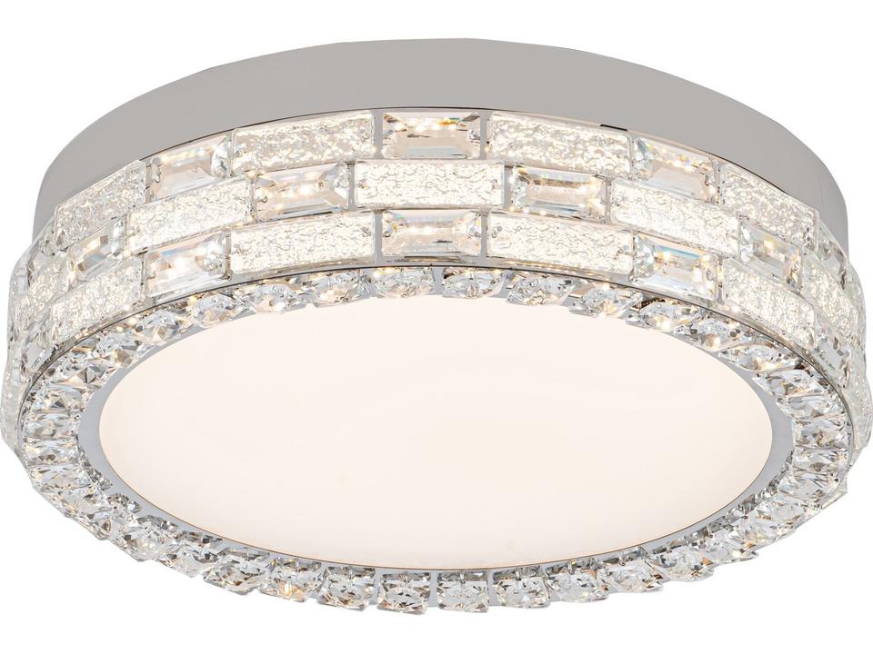 Elegance LED Flush Mount Ceiling Light in Polished Nickel with Crystal