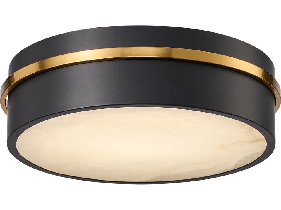 Dax LED Flush Mount Light Fixture in Black and Brass