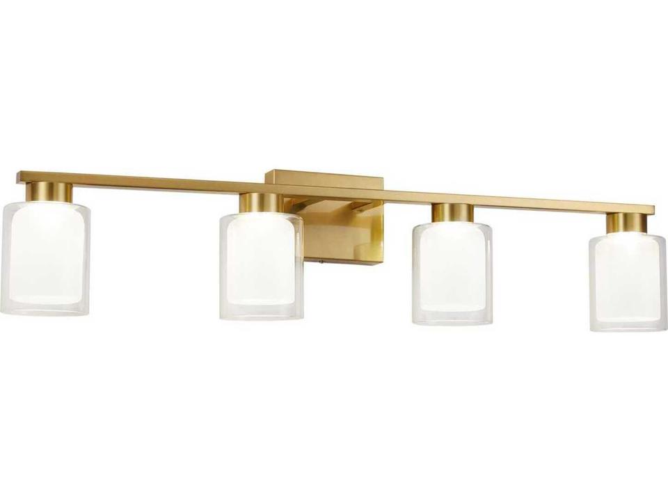 Saville 4-Light Integrated LED Bathroom Vanity Wall Light in Brass