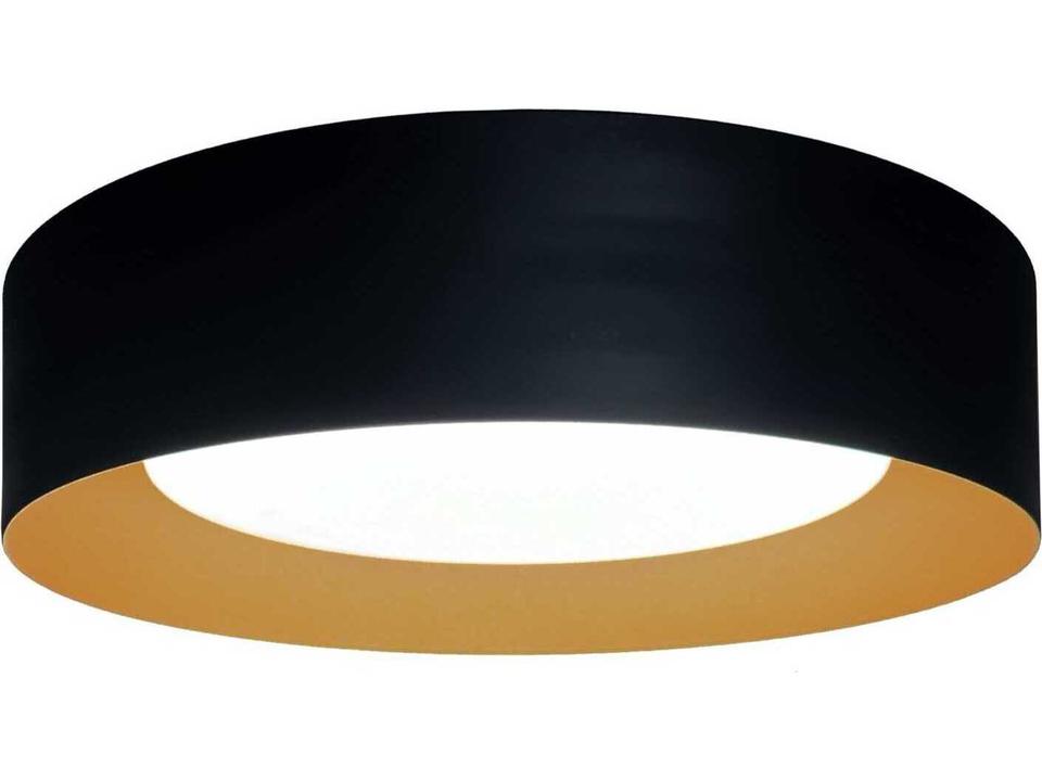 Orsa 1-Light Black Brushed Brass Round Flush Mount