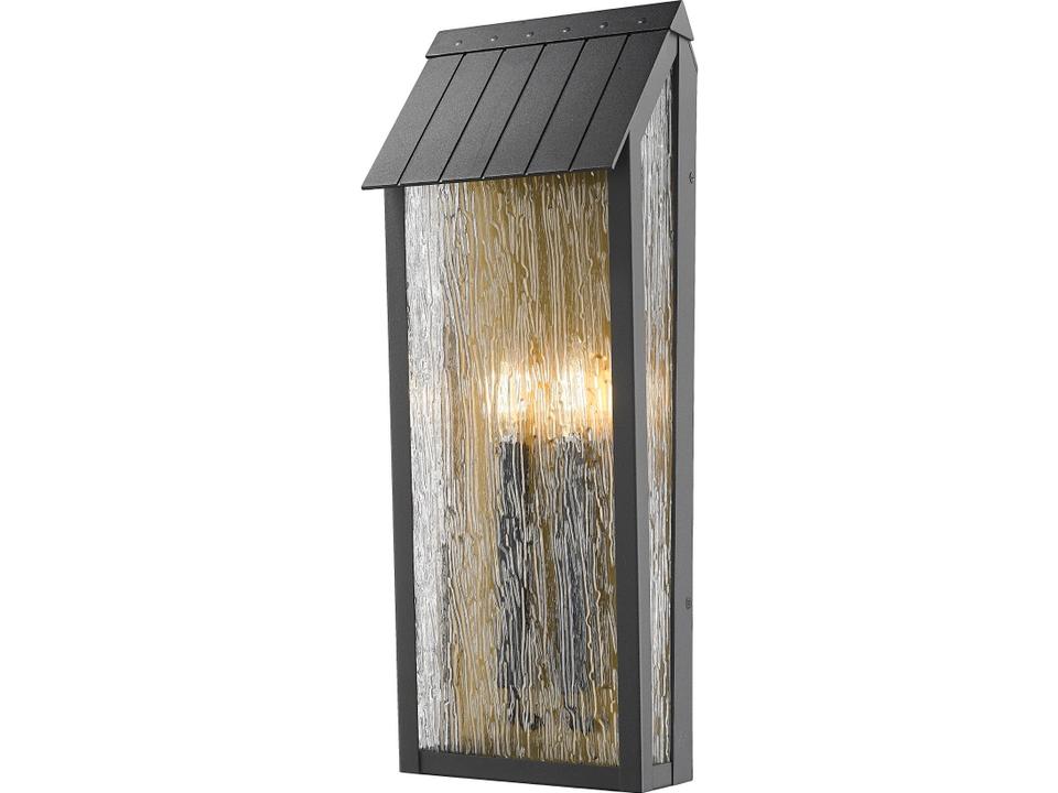 Point 2-Light Outdoor Wall Sconce in Black and Brass