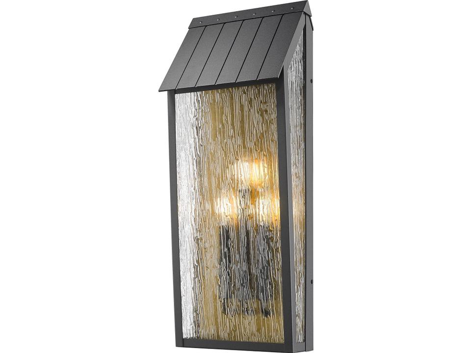 Point 2-Light Outdoor Wall Sconce in Black and Brass