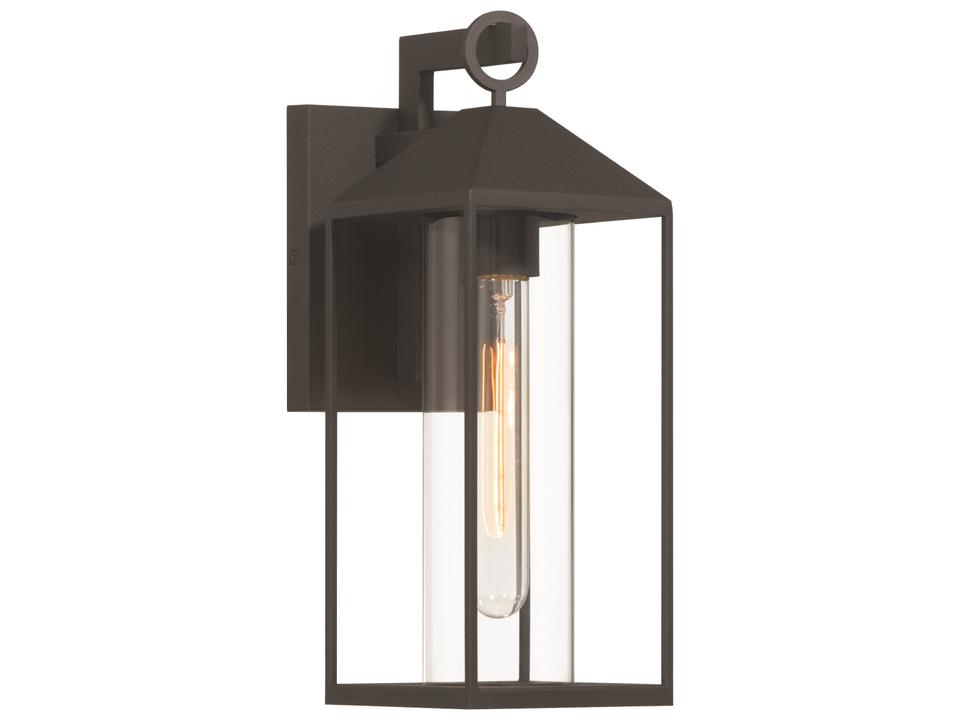 Portside 1-Light Outdoor Wall Sconce in Black with Clear Glass