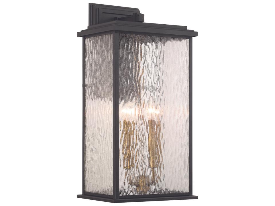 Estate 4-Light Outdoor Wall Sconce in Black and Brass with Rain Glass