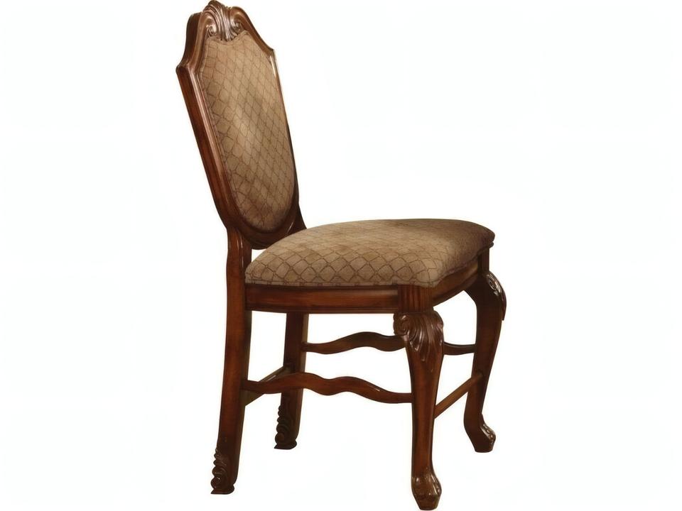 Chateau De Ville Counter Height Chair in Cherry and Beige Fabric