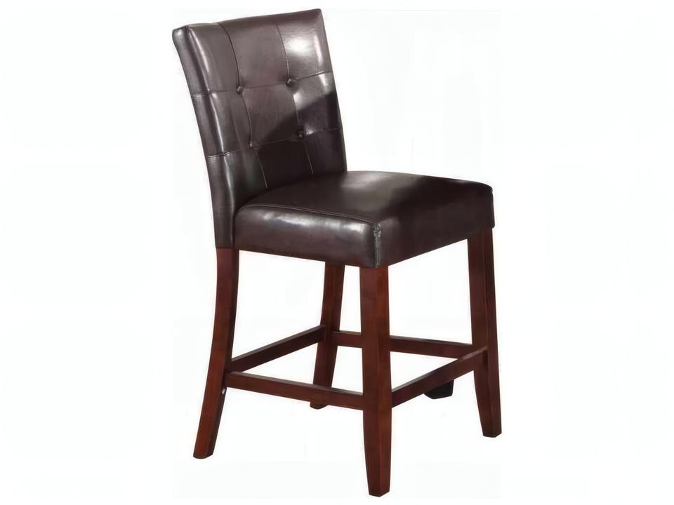 Britney Upholstered Counter Height Stool in Espresso PU and Walnut