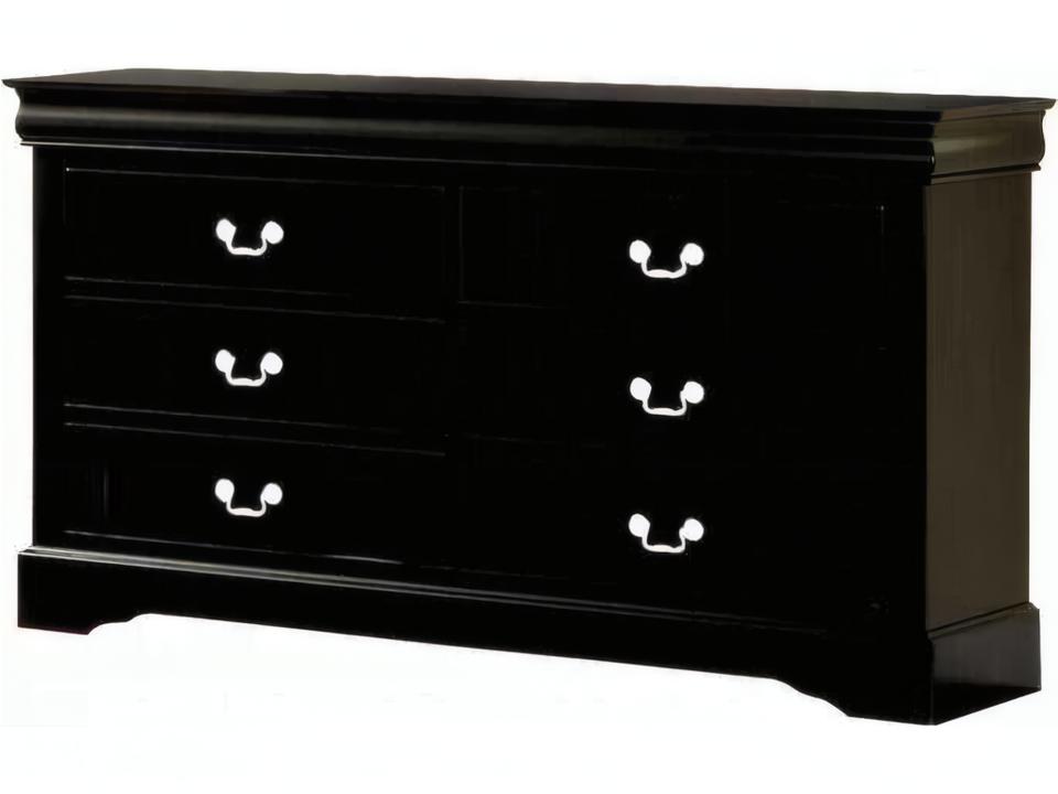 Louis Philippe III 6-Drawer Dresser in Black