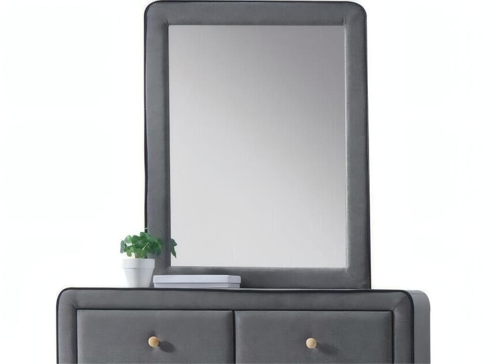 Valda Rectangular Wall Mirror in Light Gray Fabric