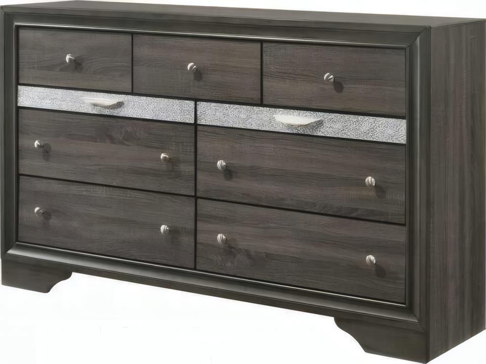 Naima 9-Drawer Dresser White Textured Gray Finish