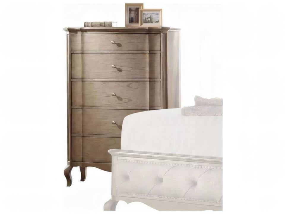 Chelmsford 5-Drawer Wood and Veneer Dresser in Antique Taupe with Cabriole Legs