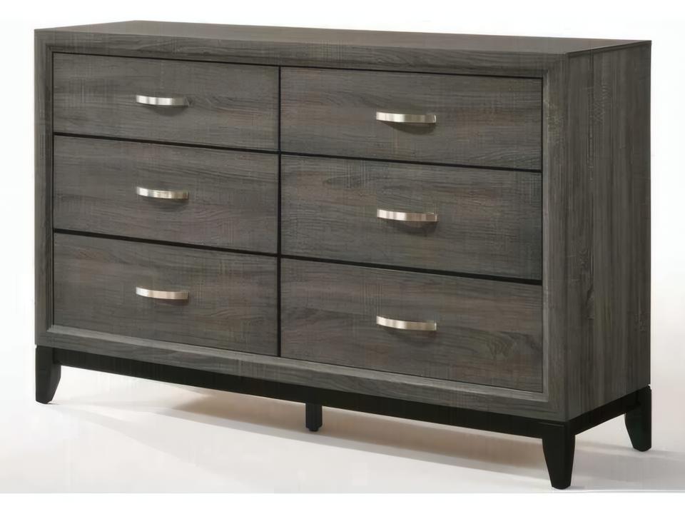 Valdemar 6-Drawer Dresser in Weathered Grey Finish