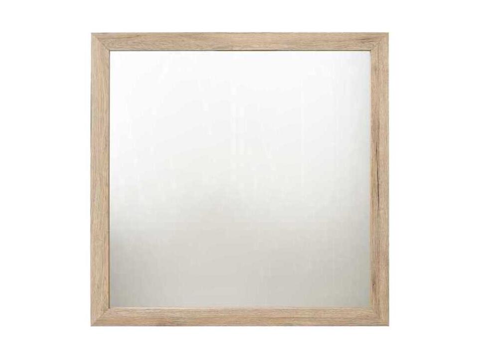 Miquell 40 Inch Square Mirror in Natural Wood