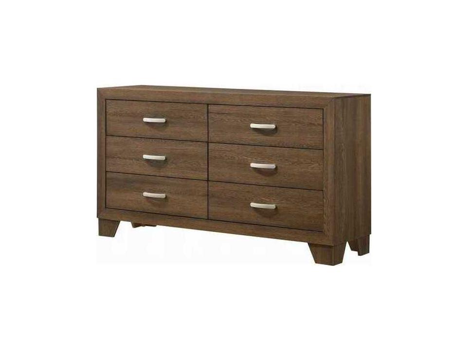 Miquell 6-Drawer Dresser in Oak Finish