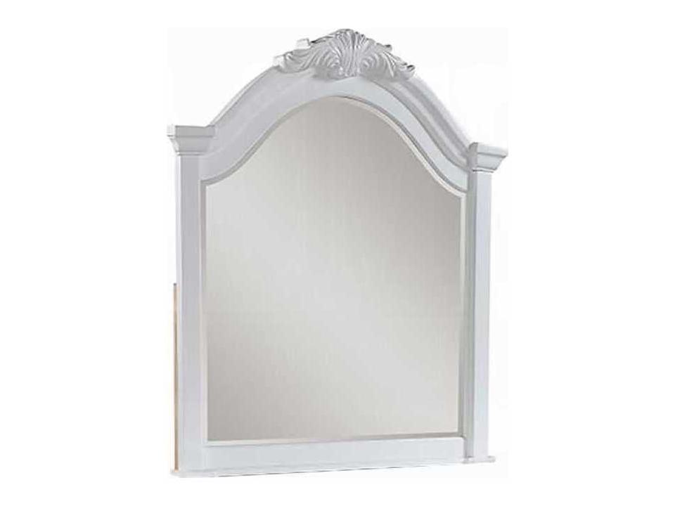 Estrella White Mirror with Decorative Crown Carving