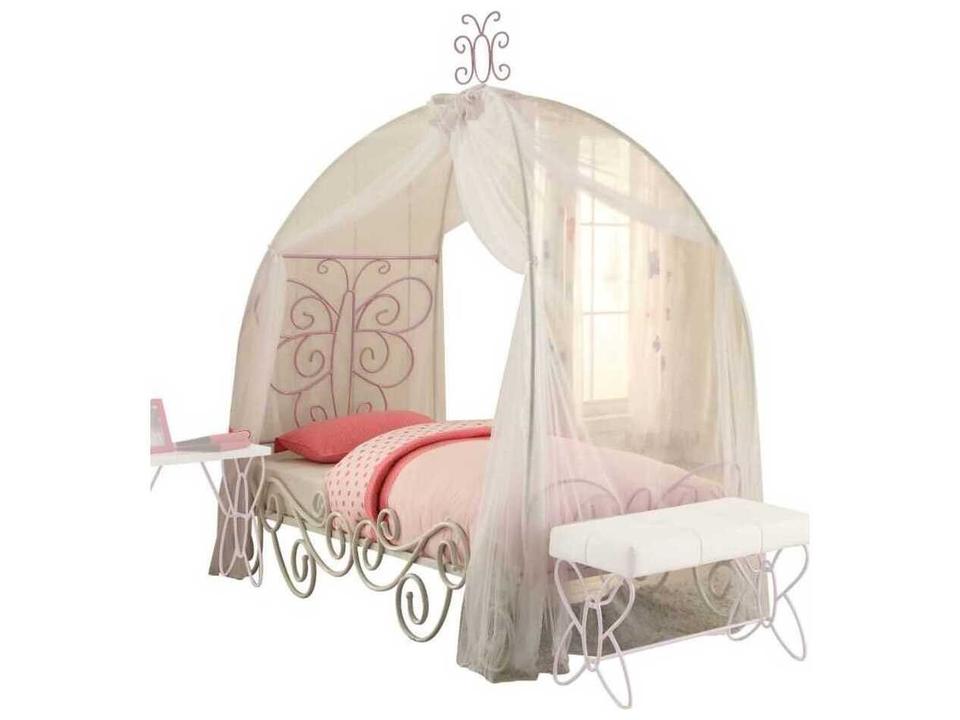 Priya-II White Full Canopy Bed with Canopy