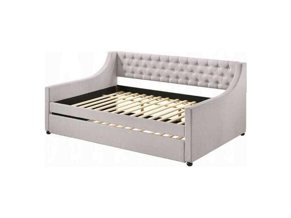 Lianna Full Upholstered Daybed with Trundle in Fog Fabric