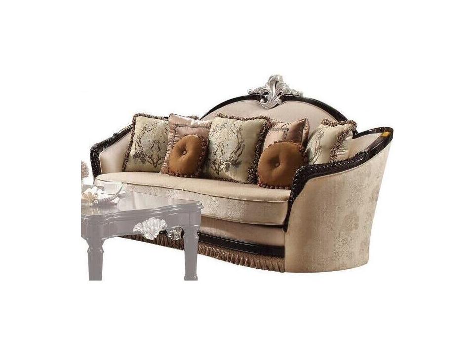 Ernestine 3-Seat Tan Fabric Sofa with 7 Pillows