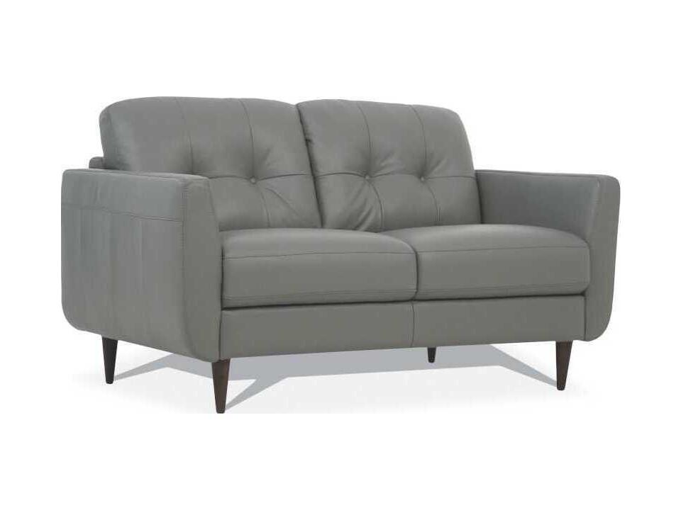 Radwan Green Leather Loveseat