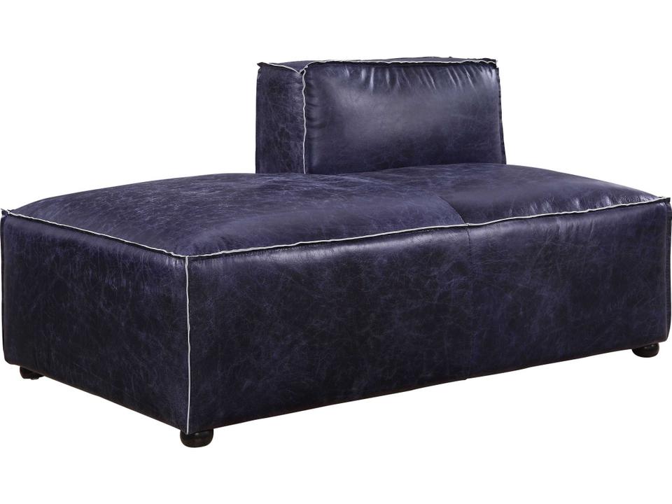 Birdie Blue Leather Chaise