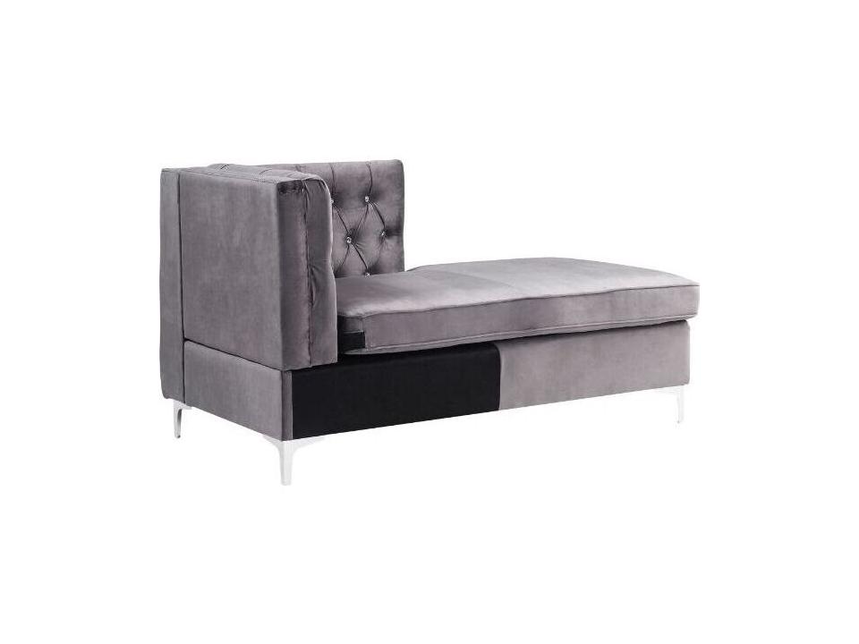 Jaszira Gray Velvet Upholstered Chaise