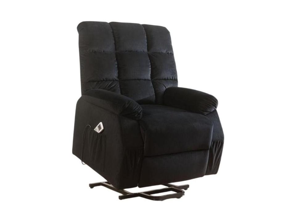 Ipompea Black Velvet Upholstered Recliner