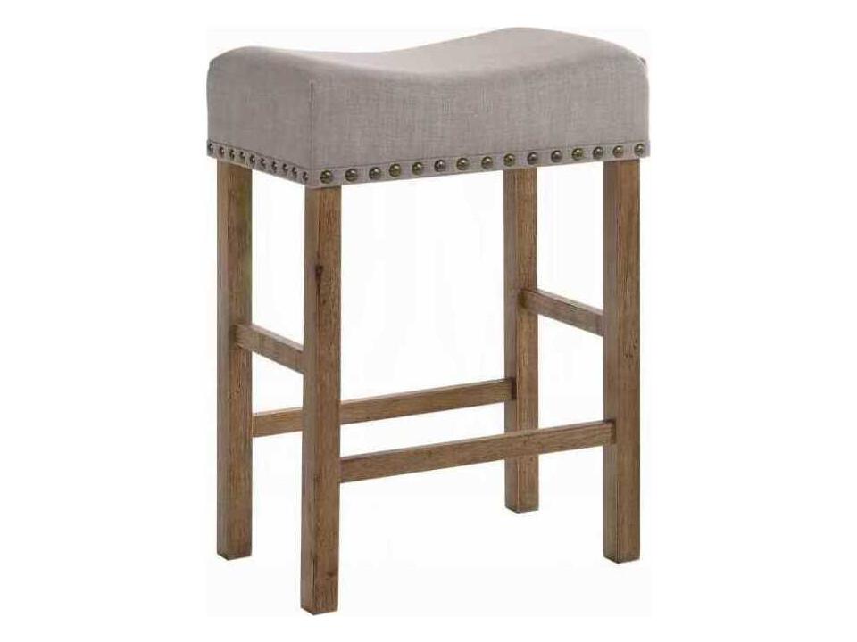 Martha II Backless Counter Height Stool in Tan Linen and Weathered Oak