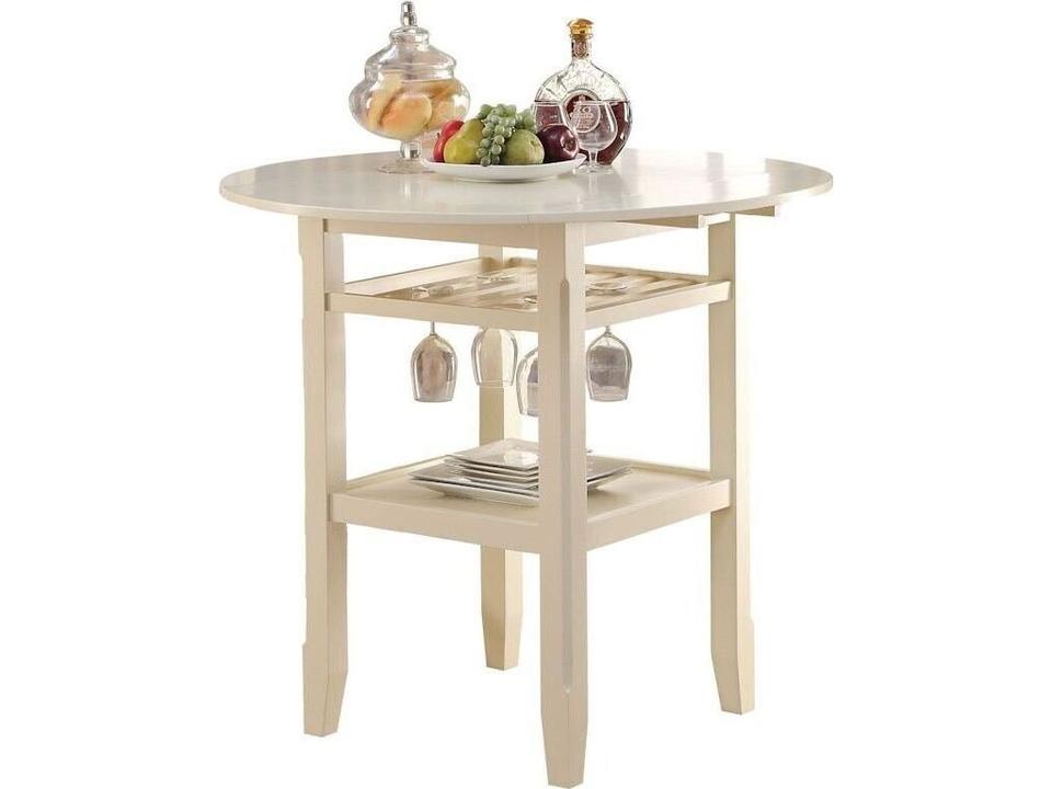 Tartys Round Counter Height Table with Drop Leaves in Cream