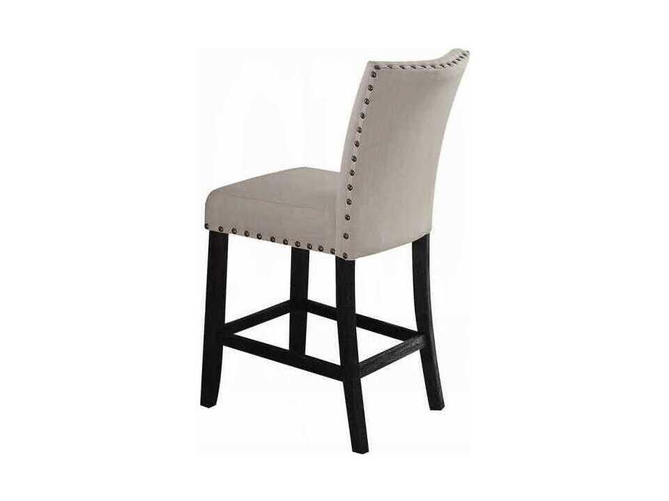 Nolan Linen Salvage Dark Oak Upholstered Rubberwood Counter Stool