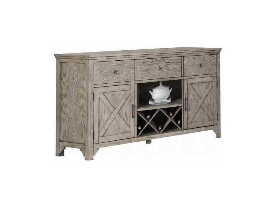 Rocky 66-Inch 3-Drawer Server in Gray Oak