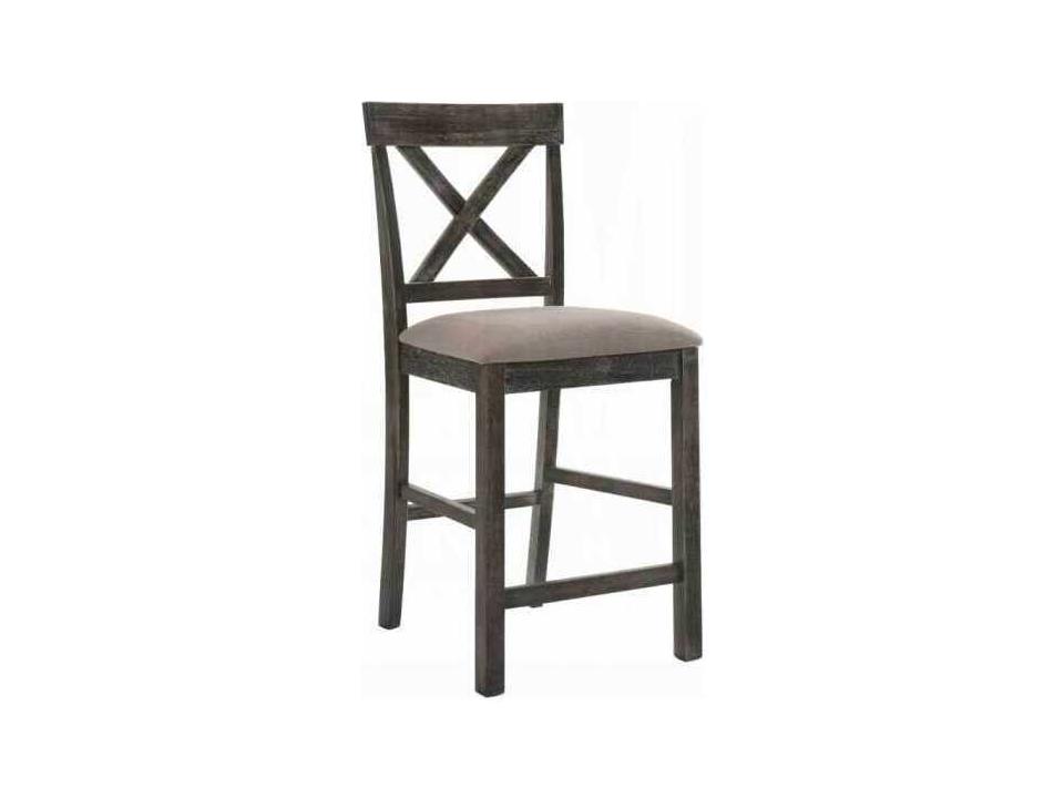 Marta Tan Linen Weathered Gray Upholstered Rubberwood Counter Stool