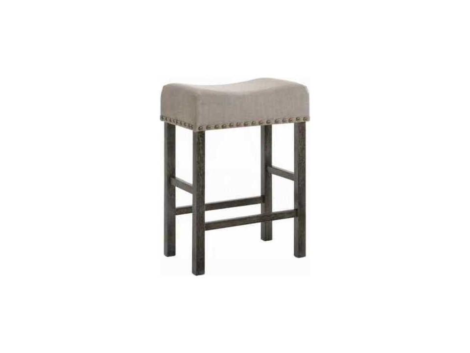 Martha II Gray Counter Height Stool with Tan Linen Seat