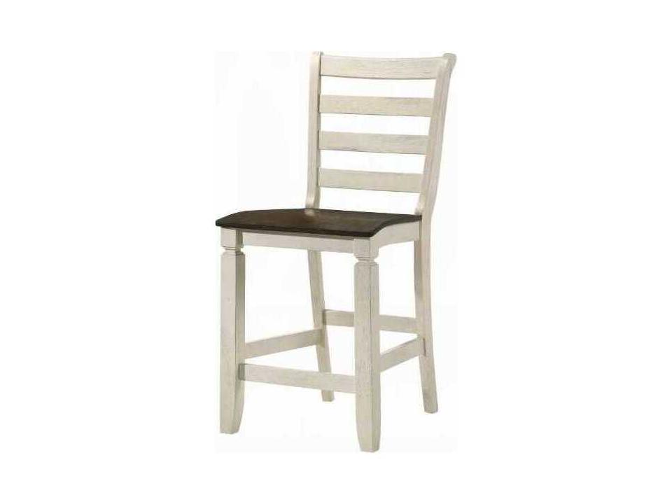 Tasnim Tan Fabric Antique White Rubberwood Counter Stool Set of 2