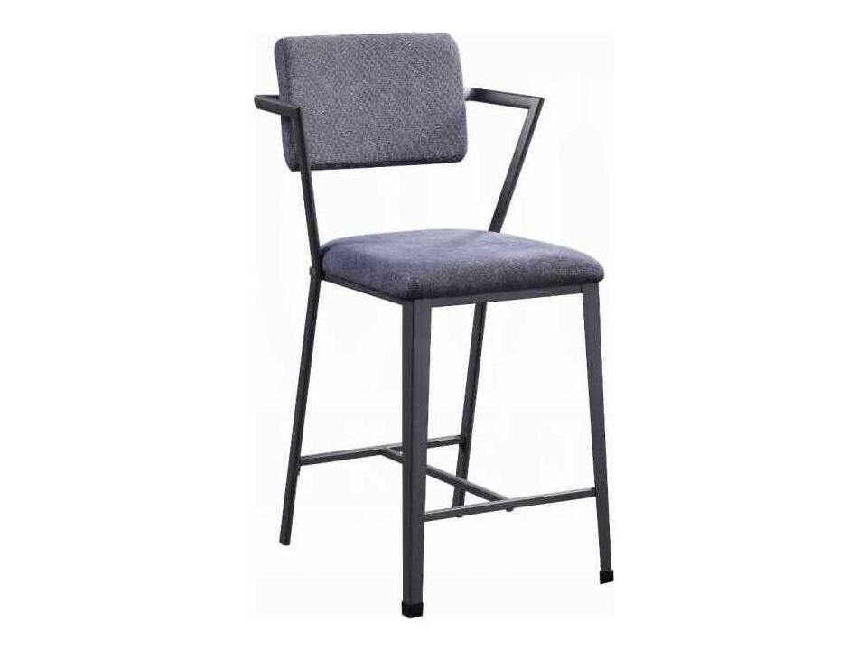 Cargo Upholstered Counter Height Chair in Gunmetal with Gray Fabric