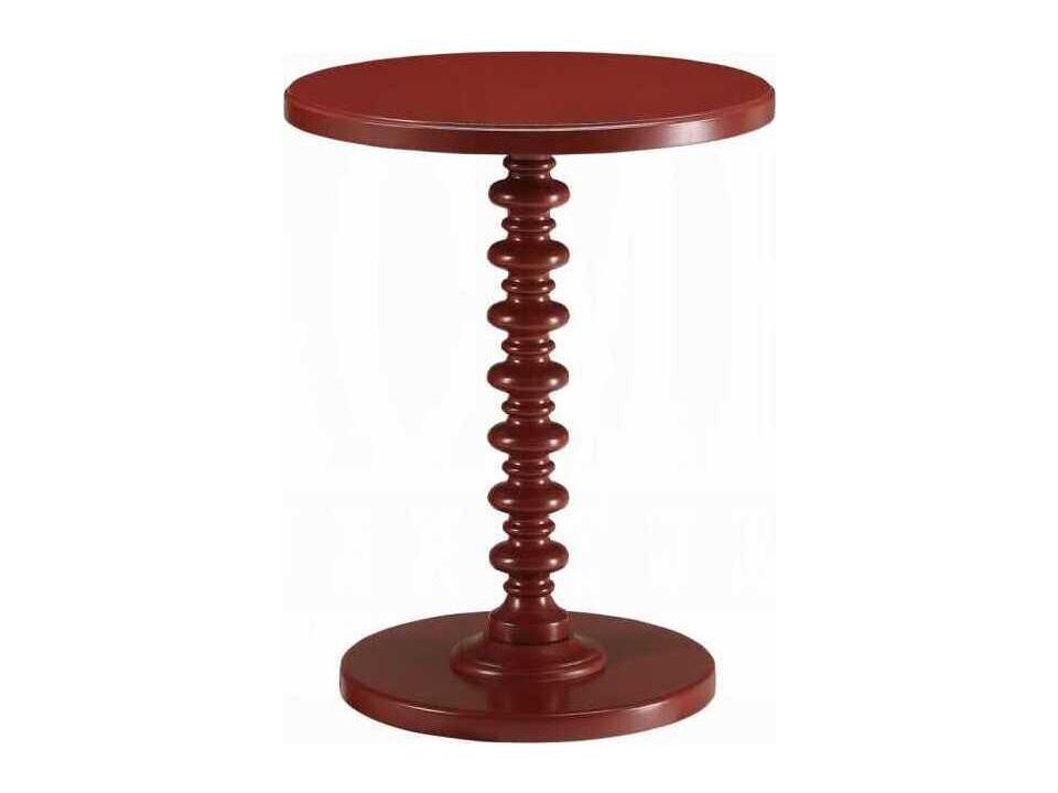 Acton Round Pedestal End Table in Red