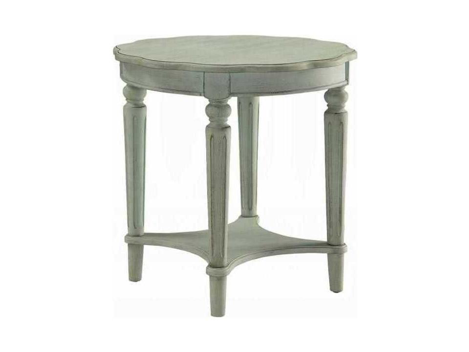 Fordon Round End Table Wood Antique Green