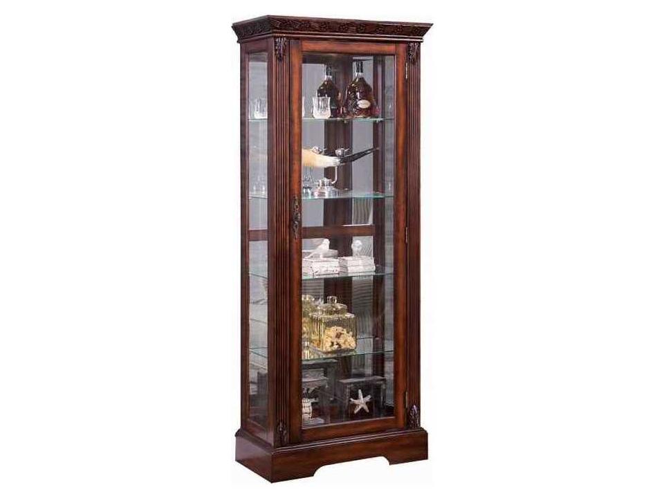Addy Traditional Curio Cabinet with Light in Cherry Finish