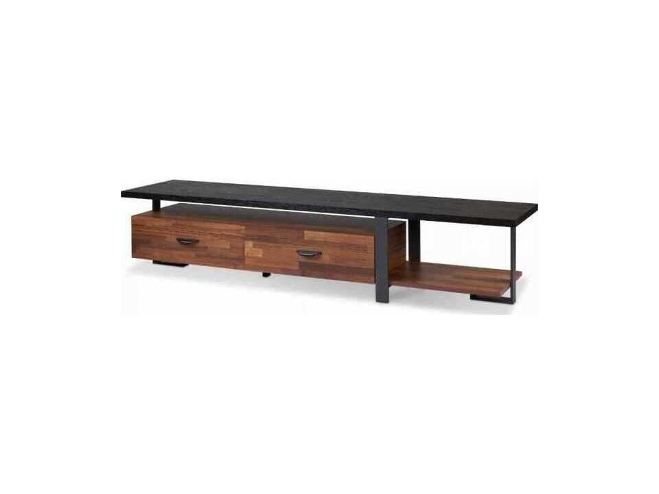 Elling 67 Inch TV Stand with Storage in Walnut and Black