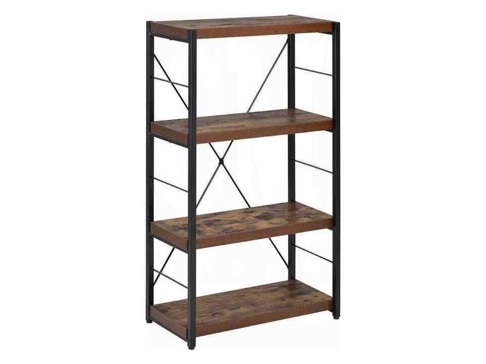 Bob 4-Tier Bookcase in Weathered Oak and Black