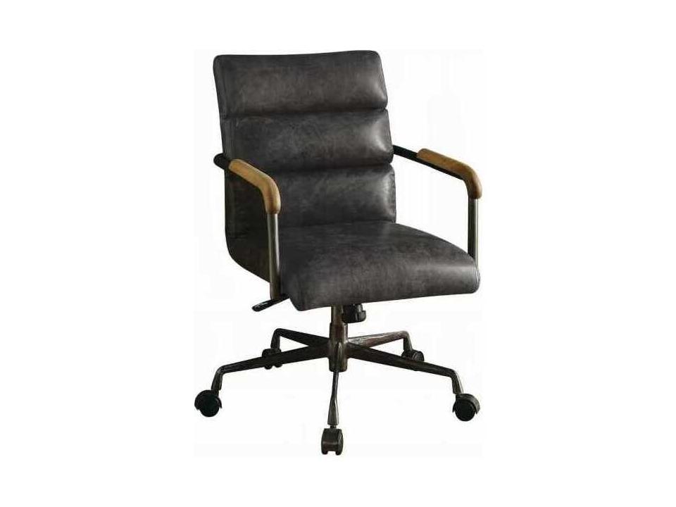 Harith Upholstered Office Chair in Antique Slate Top Grain Leather