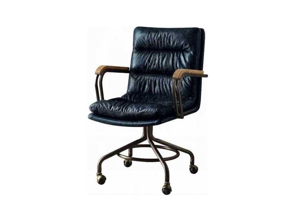 Harith Top Grain Leather Office Chair in Retro Brown